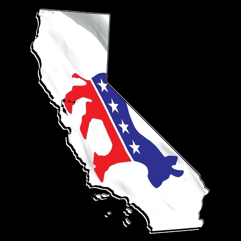 Democrat Flag in California State Map