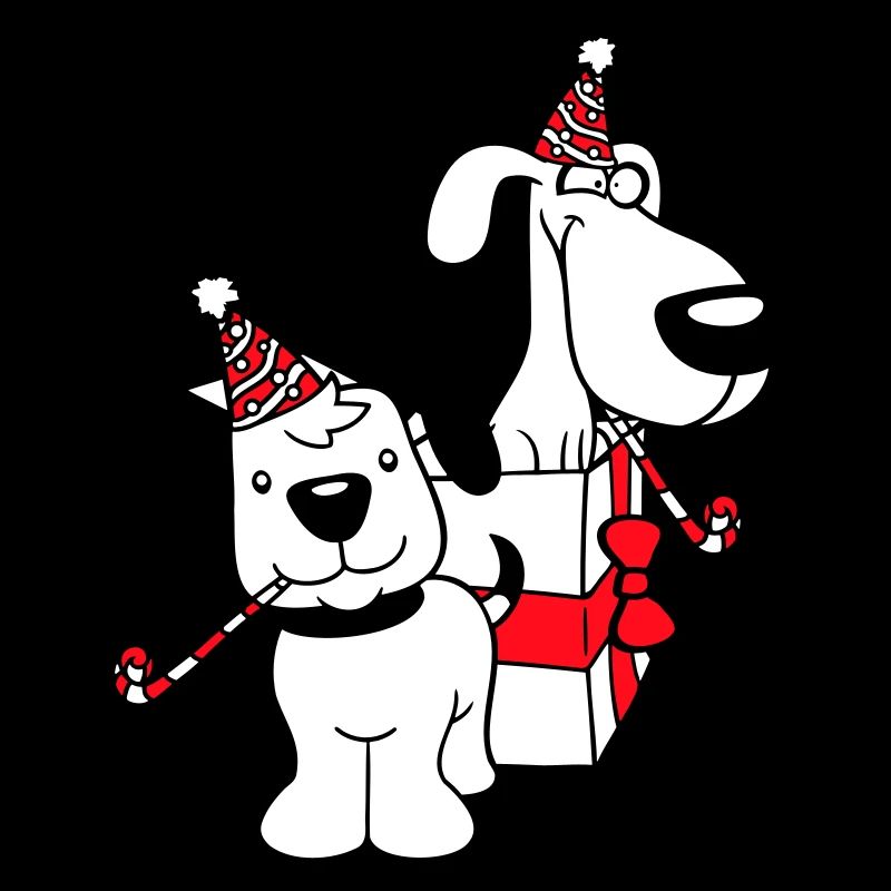 2 Dogs Birthday Gift Party Hat Celebrate Toad