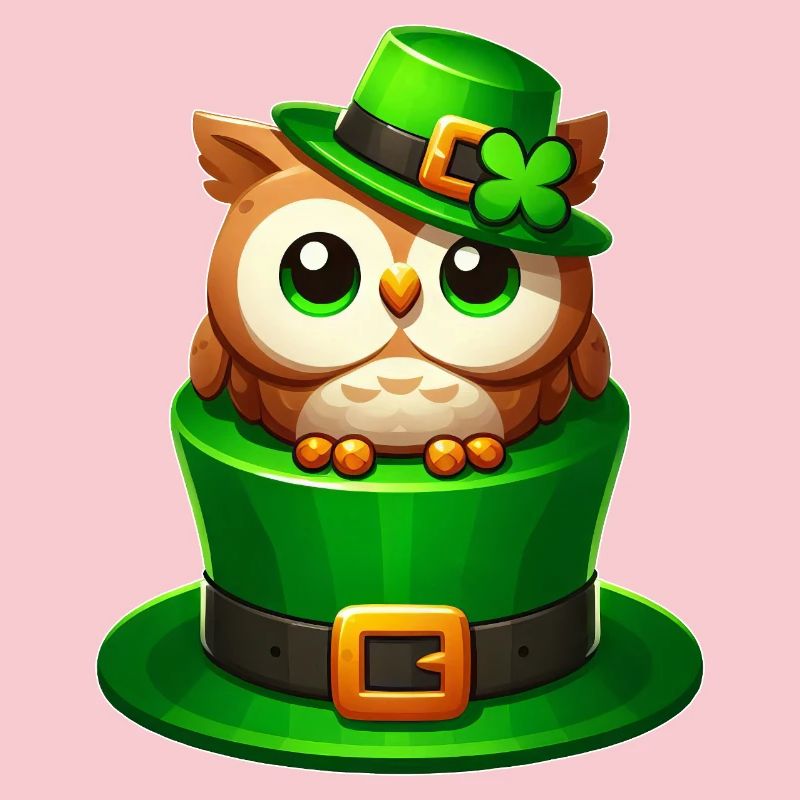 Mignon hibou de la Saint-Patrick avec chapeau haut de forme