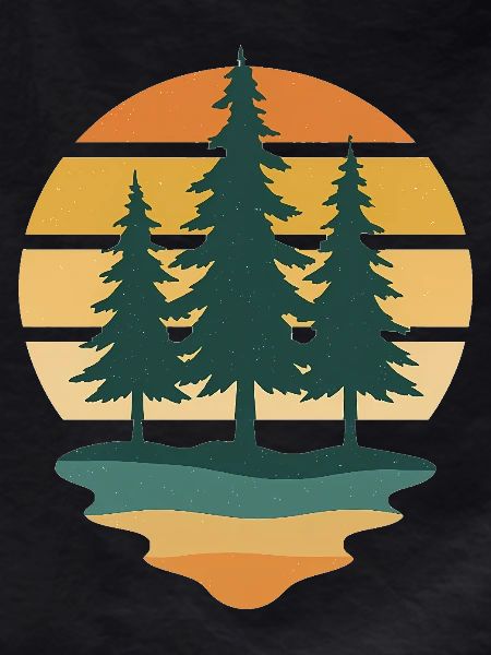 Retro Wilderness Evergreen Sunset