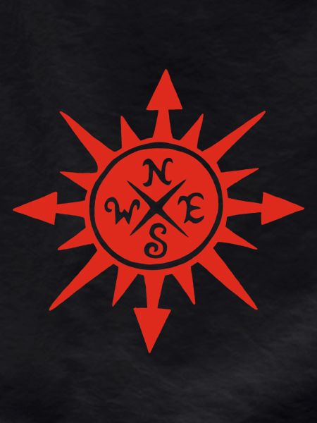 Red sun and compass