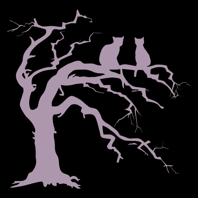 Toter baum mit 2 Katzen Silhouette