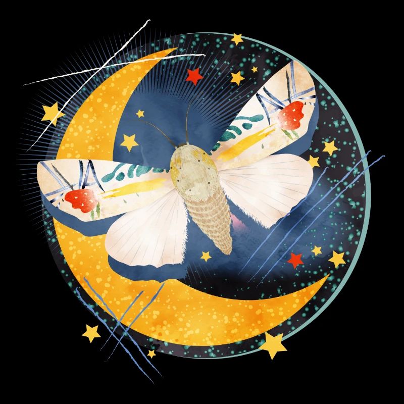 rare exotic moth in the moonlight
