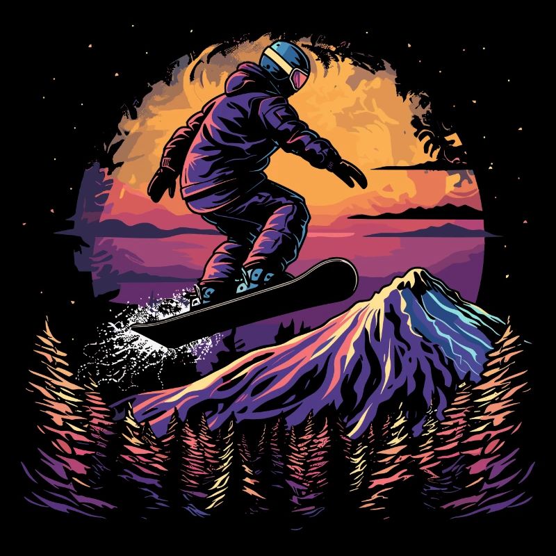 Graphique rétro snowboarder