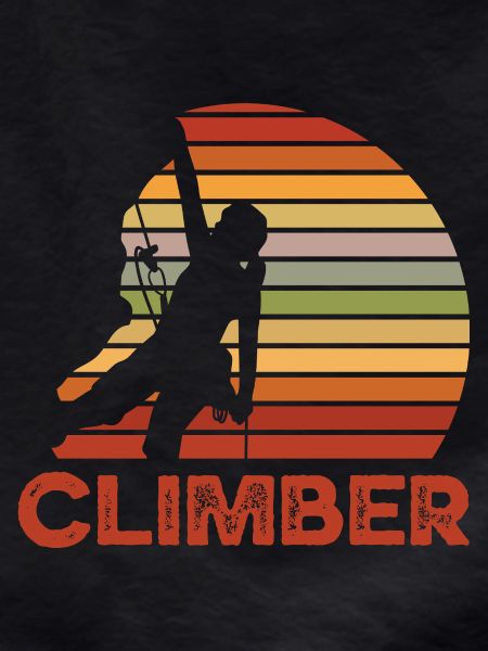 Retro Sunset Climber Silhouette
