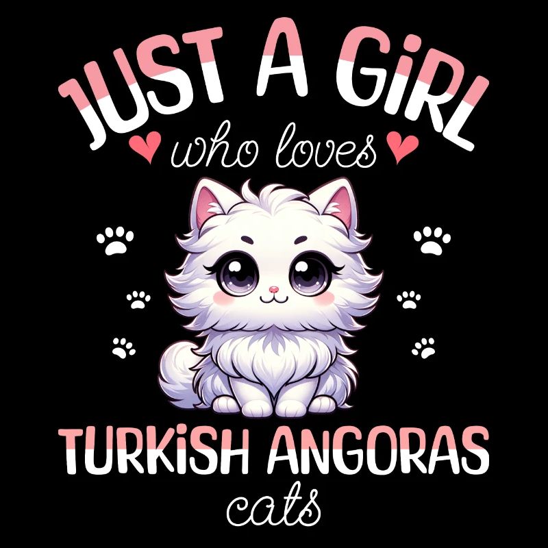 Fille Adore Chat Angora Turc