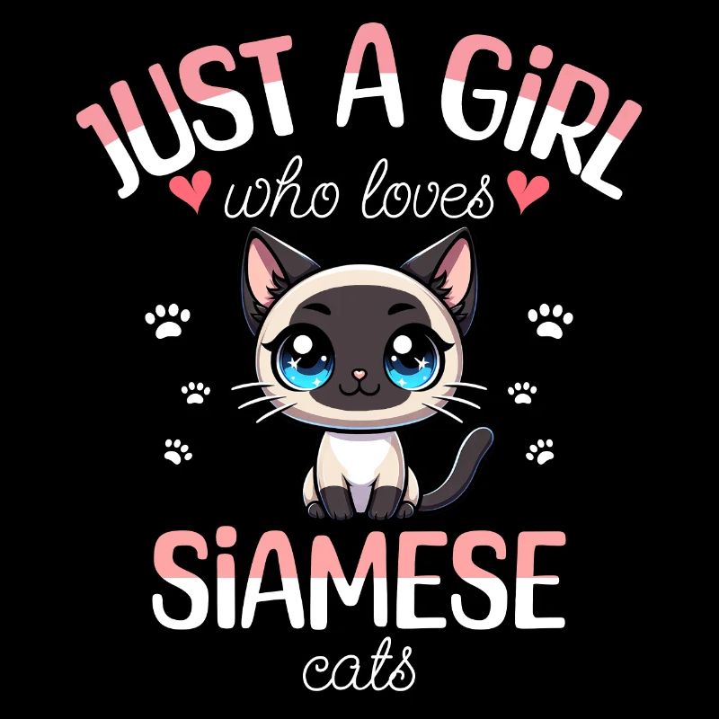 Fille Adore Chat Siamois