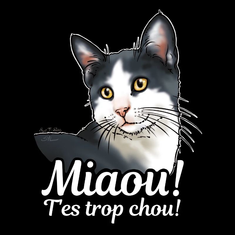 Chat noir et blanc Miaou