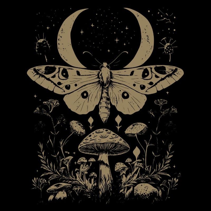 Moth Fairycore Goth Grunge Mushrooms