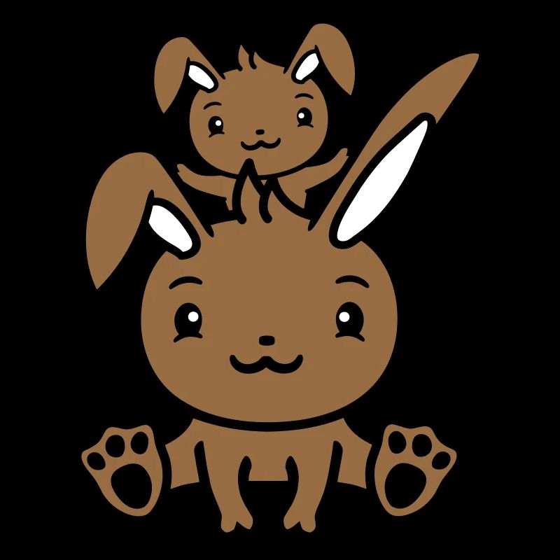 2 Hasen Papa Mama Kind Mutter Sitzen Aufeinander