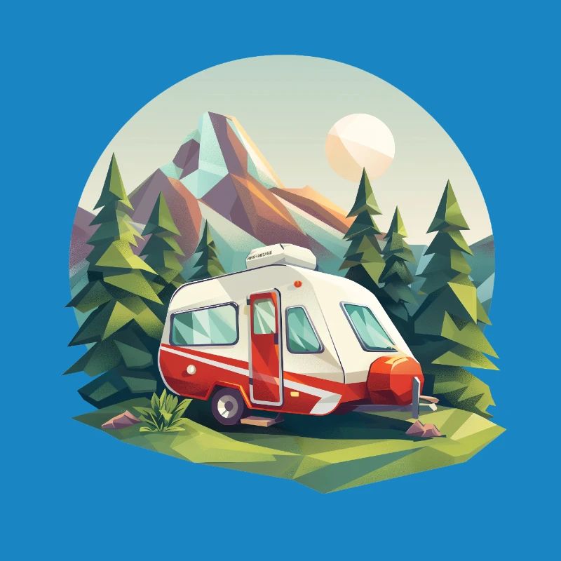 Camping à l’ancienne – Moderne dans un look low poly