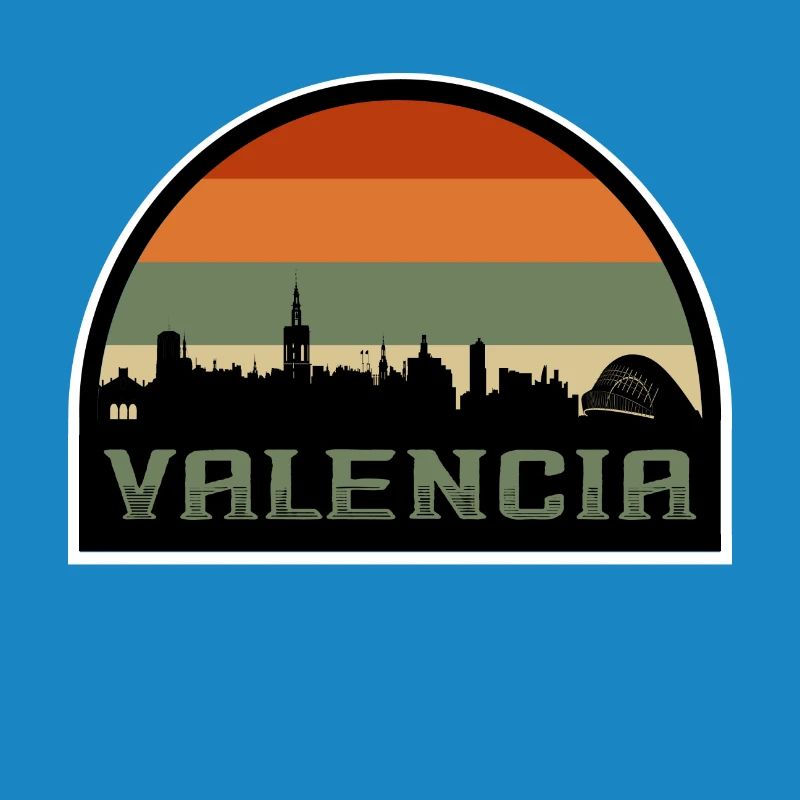 Valence Espagne Skyline Silhouette Drapeau Espagnol