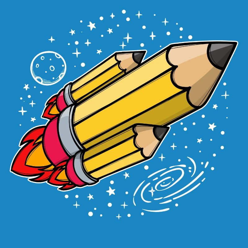 École début d’école crayon fusée lancement de l’école