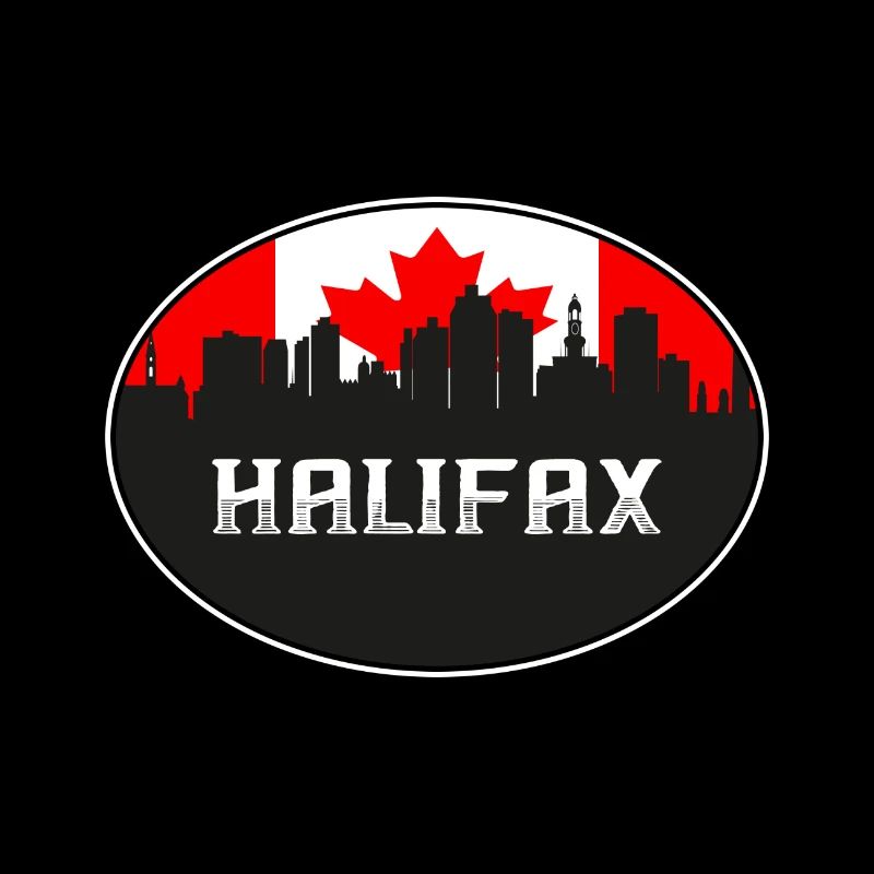 Halifax Canada Skyline Silhouette Canadian Flag Tr