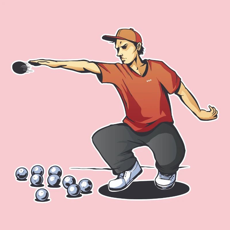Boule player throws boules ball Boulering Boule