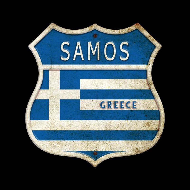 Samos Greece Coat of Arms Flags Design