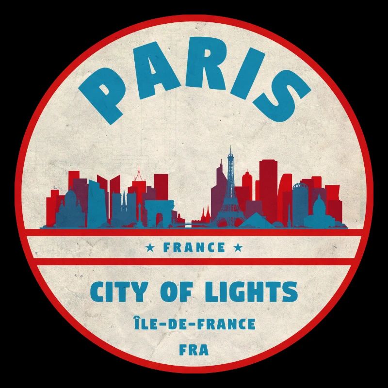 Paris City Lights Retro Badge