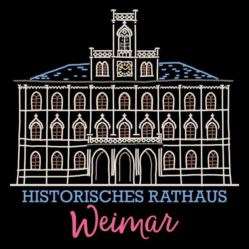 Weimar, historisches Rathaus, Strichzeichnung