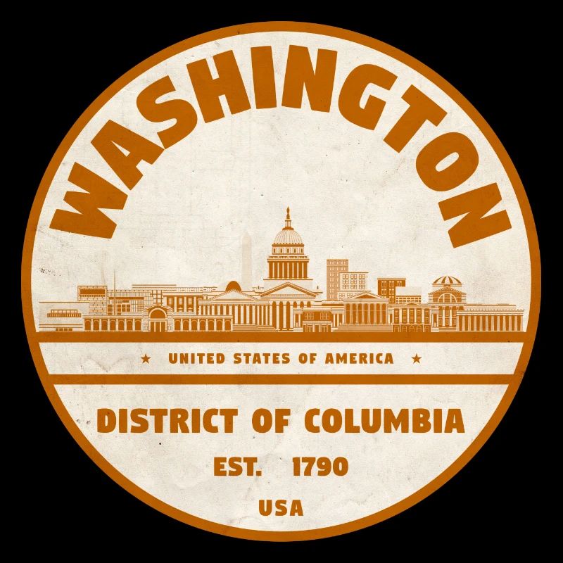 Washington DC Vintage Round Stamp