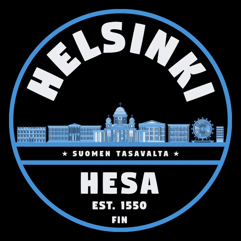 Badge Helsinki Finlande Skyline