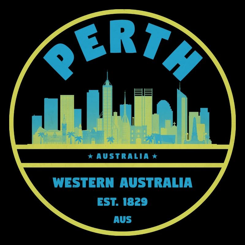 Perth Skyline Vintage Abzeichen