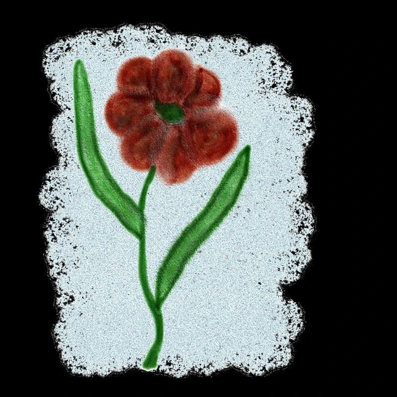 Fleur rouge rouille avec des feuilles vertes