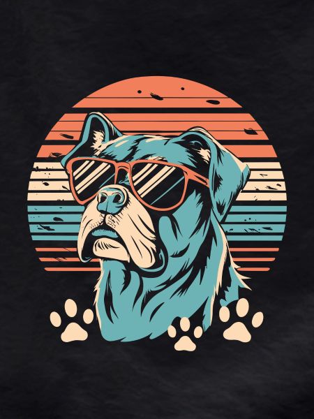 Retro Sunset Dog with Sunglasses