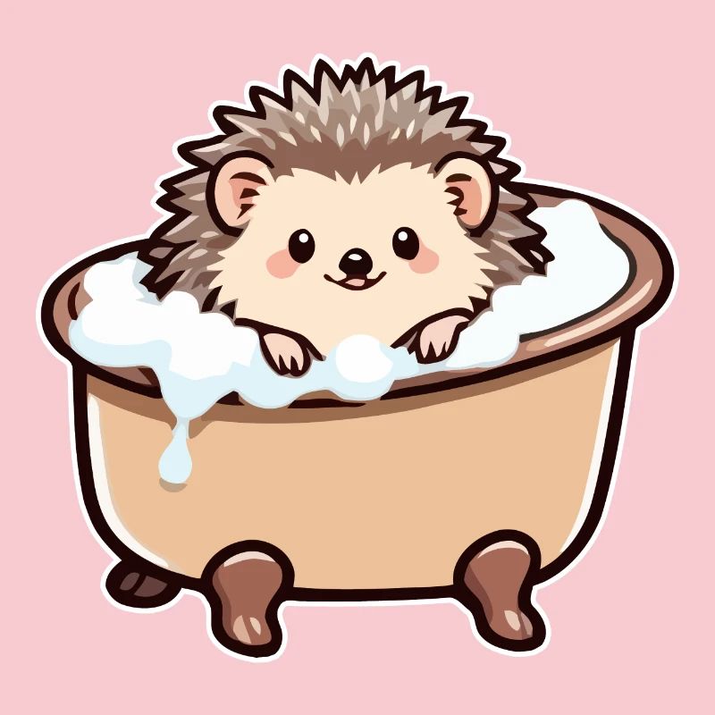 Hérisson mignon dans la baignoire