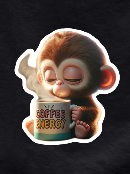 Coffee Energy Monkey Illustration
