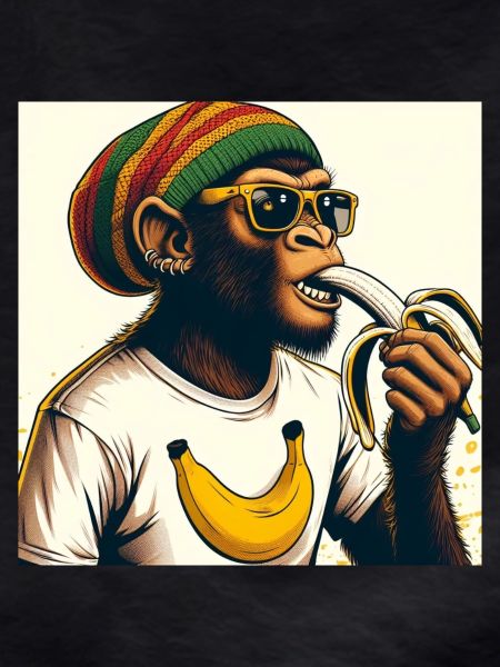 Cool monkey eats banana