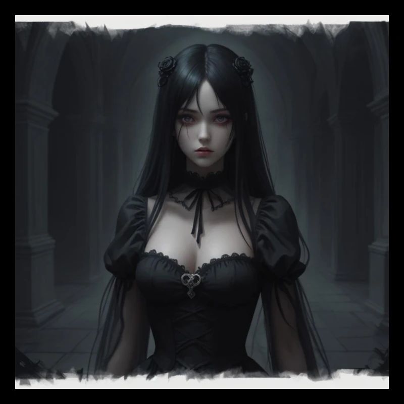 Gothic Nachtkorridor Schwarze Dame