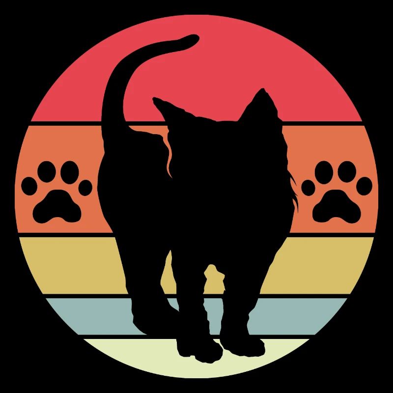 Illustration vintage d’icône de logo mignon de chat rétro