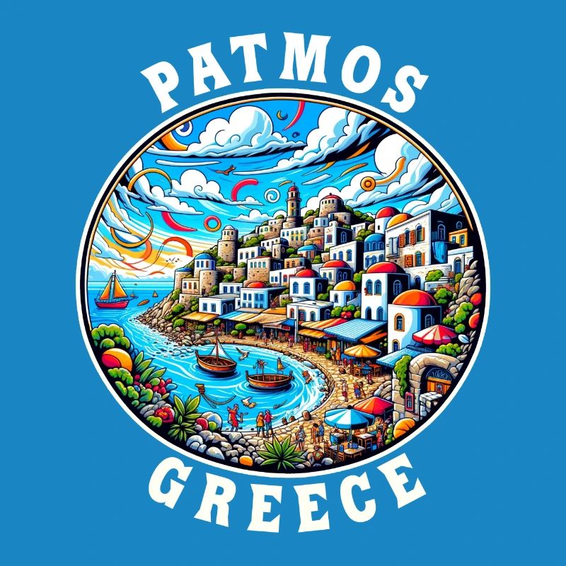 Vacances à Patmos, Grèce, baie de la mer Égée