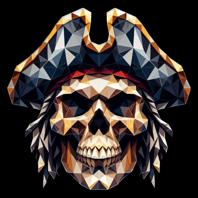 Ein cooler, bunter Totenkopf mit Pitatenhut