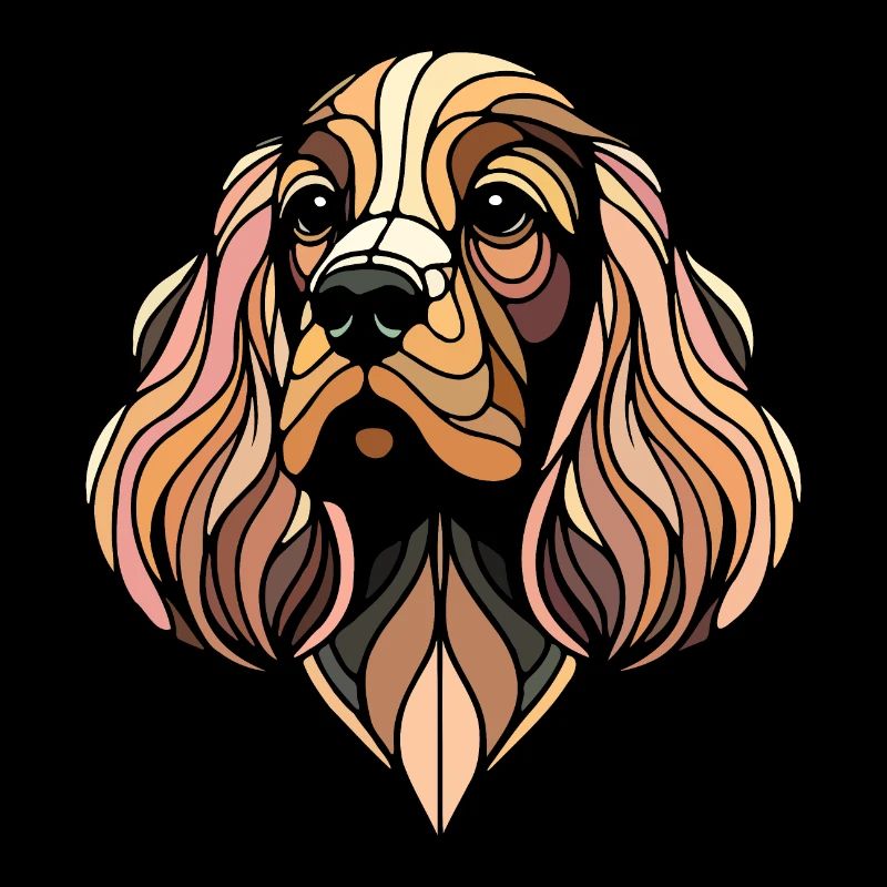 Cocker Spaniel dog head geometric art polygon art