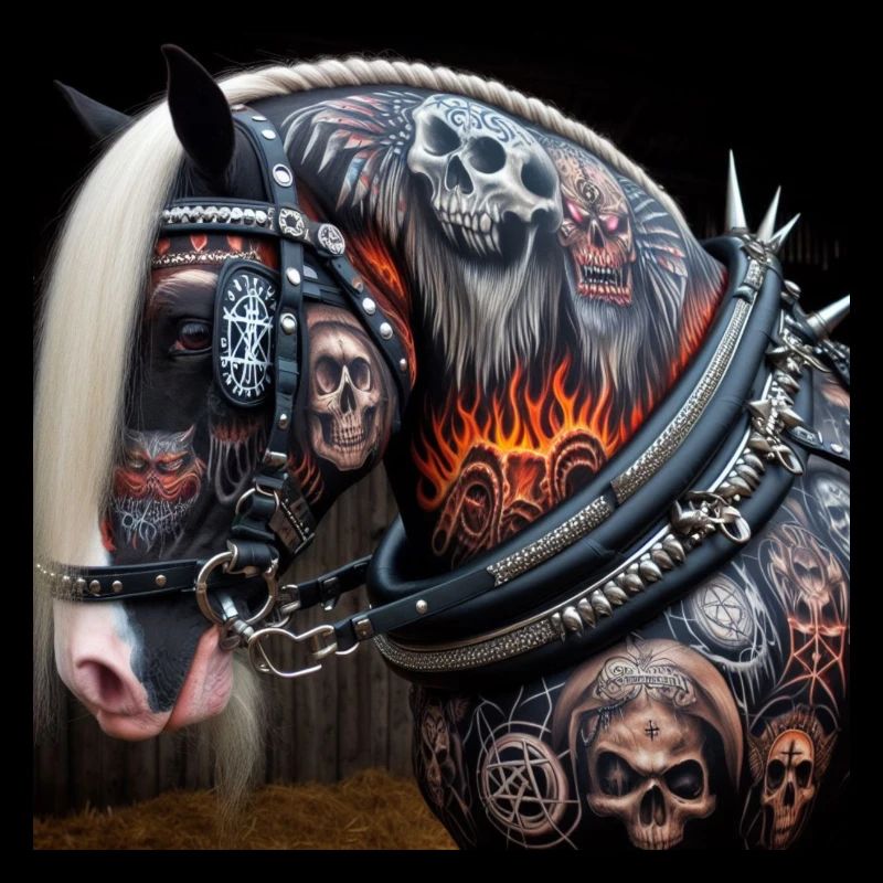 Cheval lourd tatoué