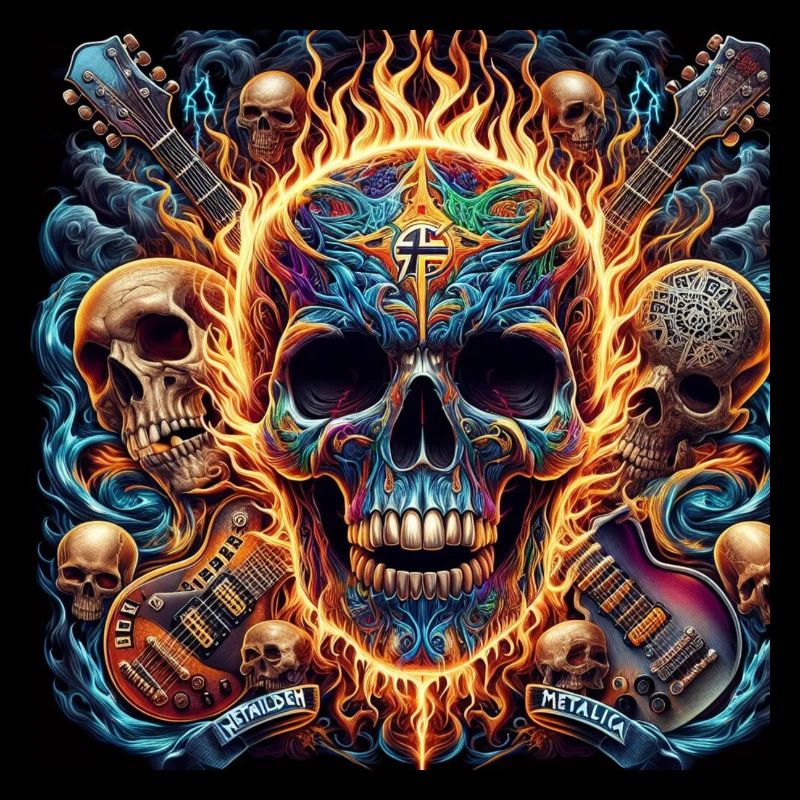 Skull with crossed guitars