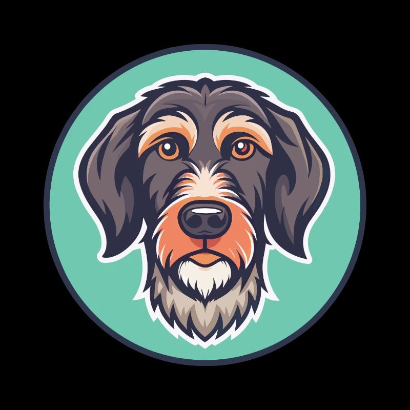 German Roughhaired Pointer Dog Breed Funny Cartoon