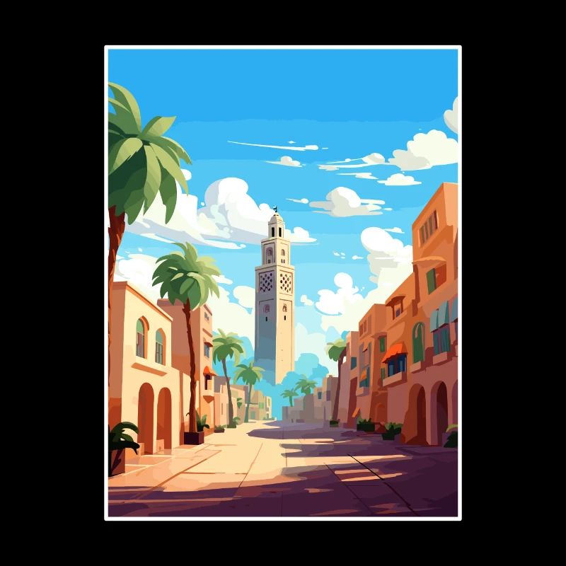 Casablanca Marokko Reiseposter Souvenir Farbe WP