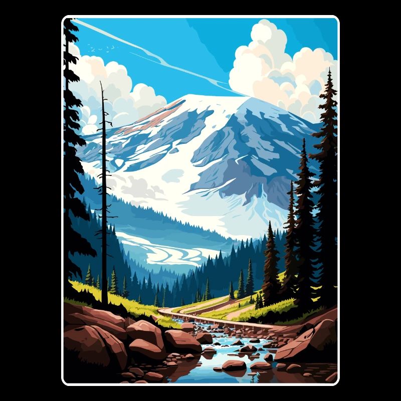 Affiche de voyage du parc national du Mont Rainier