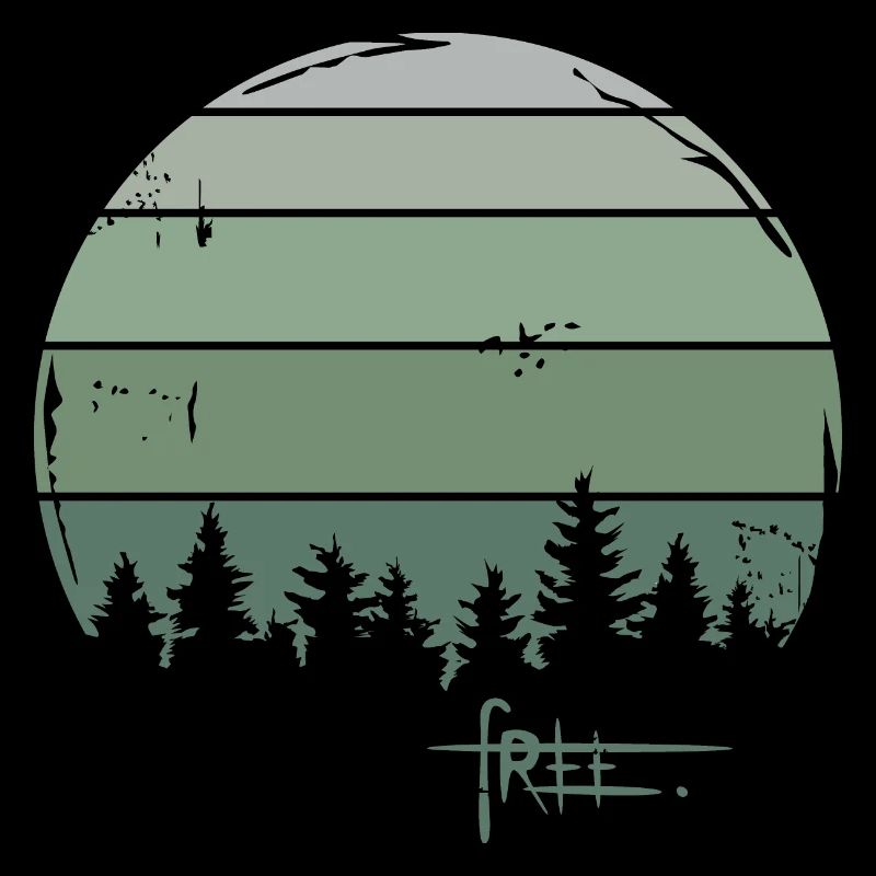 Forest retro freedom tree nature graffiti icon