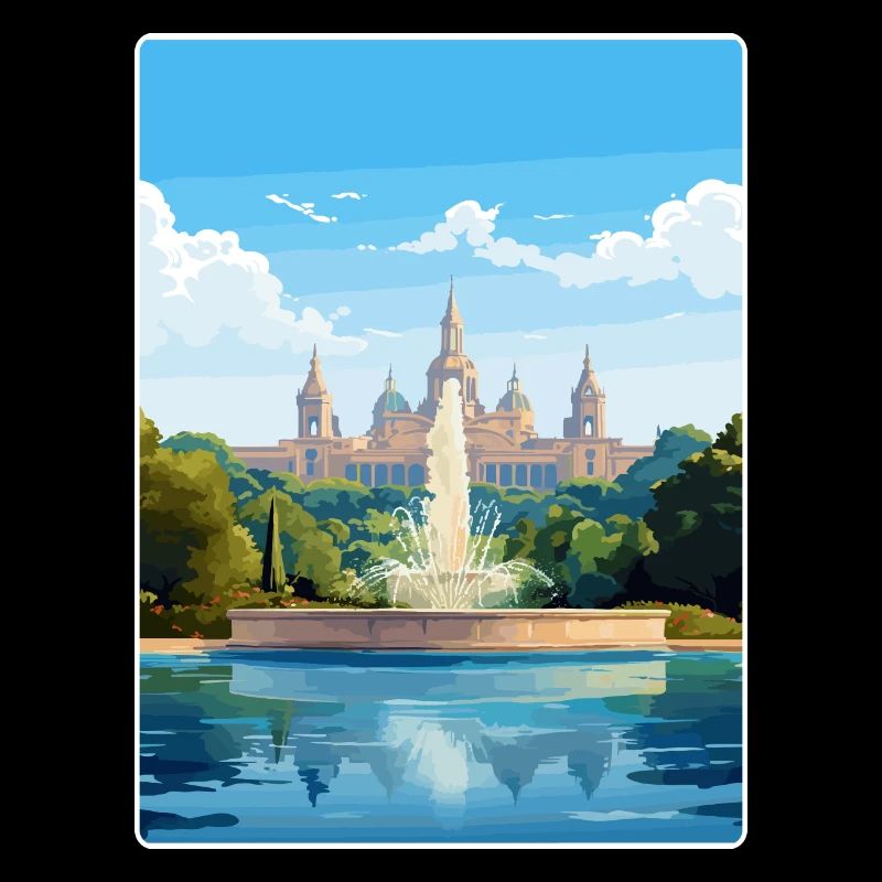 Barcelona Spanien Reise Poster Souvenir Farbe WPA