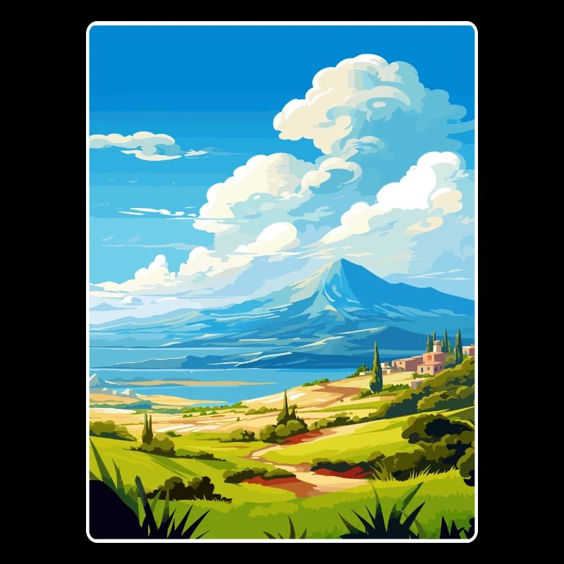 Mount Dirfi Greece Travel Poster Souvenir Paint WP
