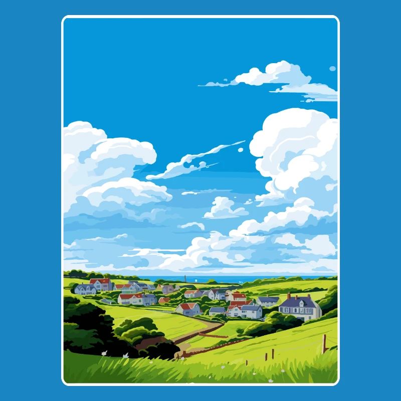 Crantock, Cornouailles, Angleterre, Affiche de voyage, Souvenir