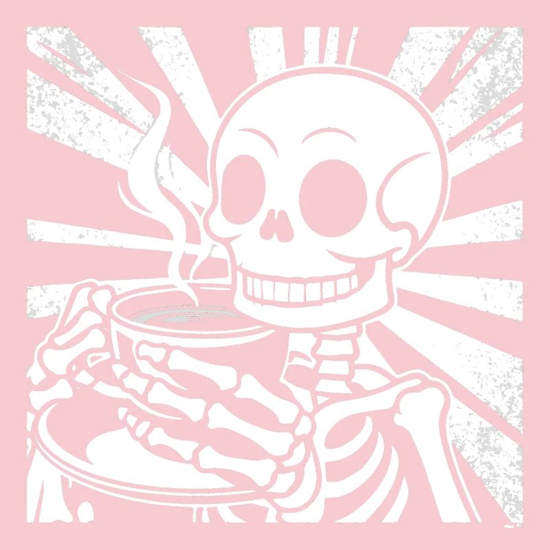 Skeleton drinking coffee