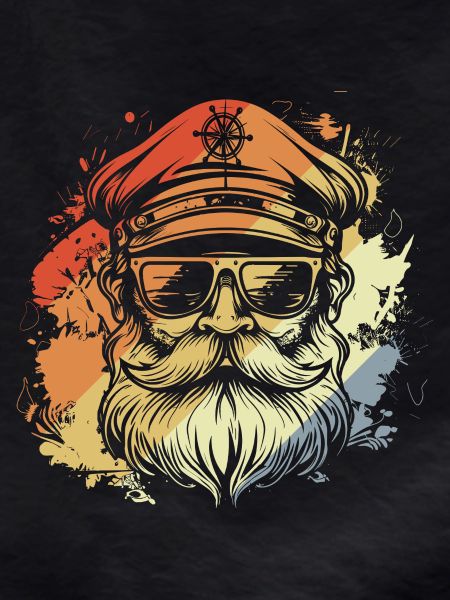Retro Sailing Captain Drawing