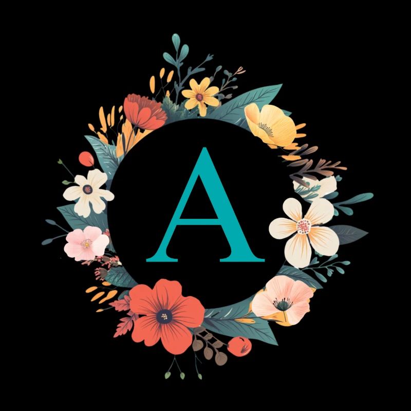 A Monogramm, Blumen-Kranz, personalisierbar