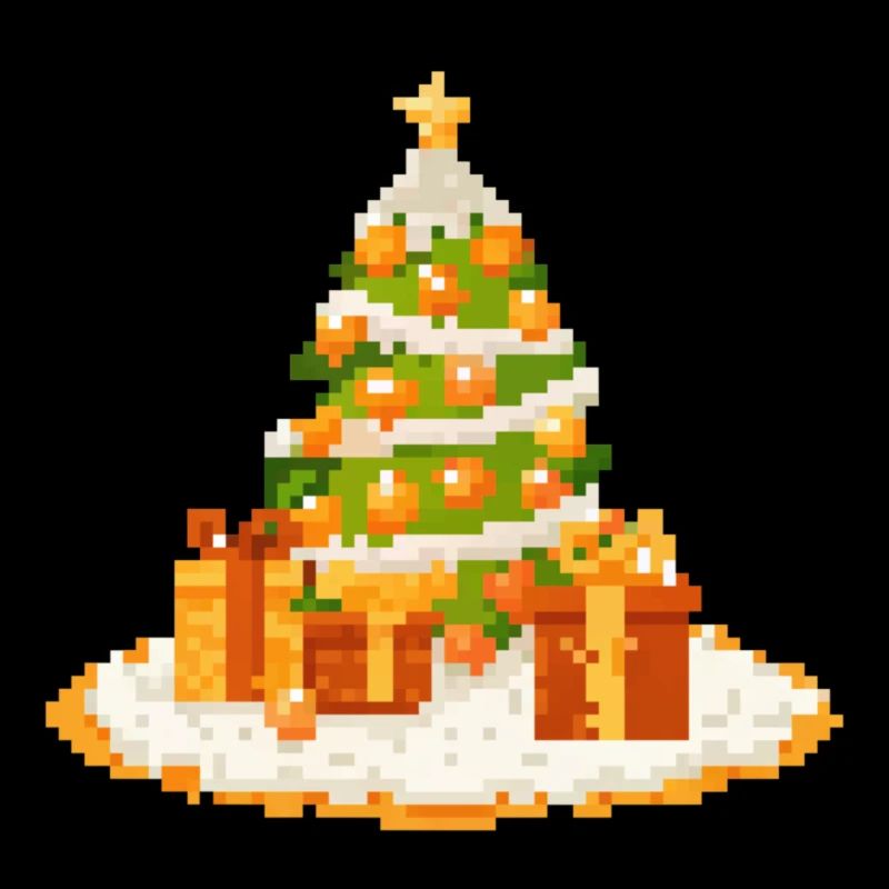 Pixelkunst Tannenbaum mit Geschenken