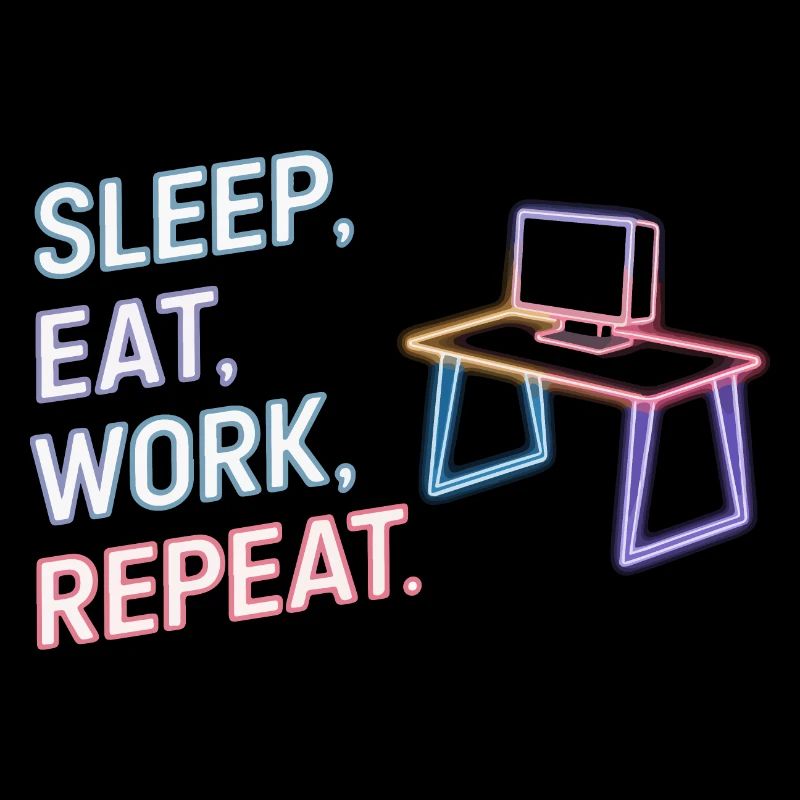 Dormir Manger Travailler Répéter Design au néon