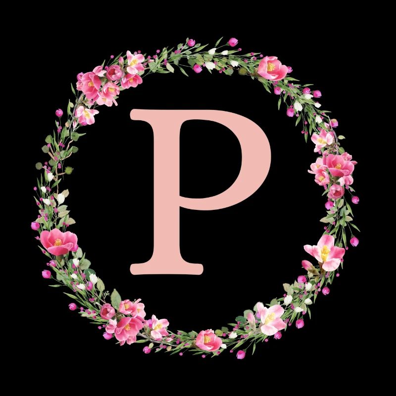 P Monogram, Couronne de fleurs, Personnalisable